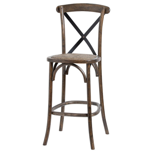 Oak Cross Back Bar Stool - Eudemonia Home Goods