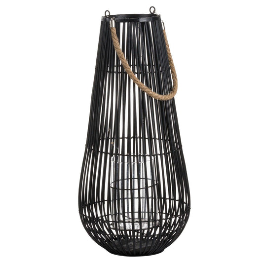 Small Domed Rattan Lantern With Rope Detail - Eudemonia Home Goods