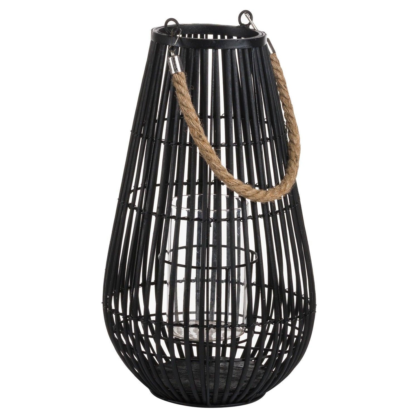 Domed Rattan Lantern With Rope Detail - Eudemonia Home Goods