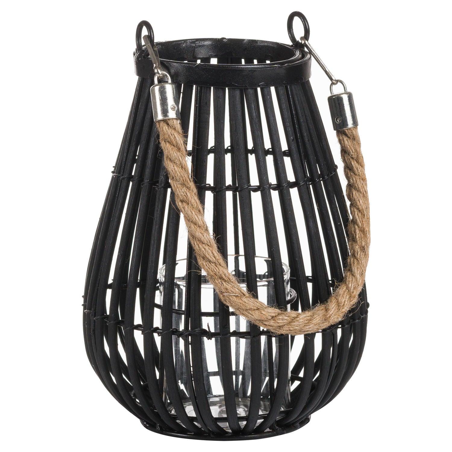 Large Domed Rattan Lantern With Rope Detail - Eudemonia Home Goods