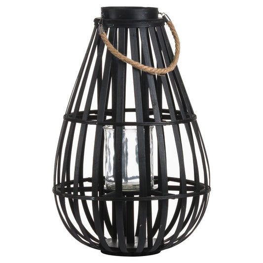 Floor Standing Domed Wicker Lantern With Rope Detail - Eudemonia Home Goods