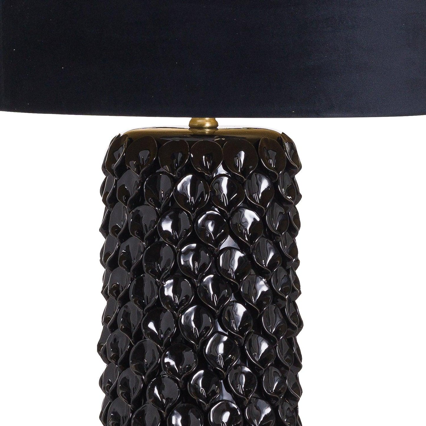 Barbro Table Lamp With Black Velvet Shade - Eudemonia Home Goods