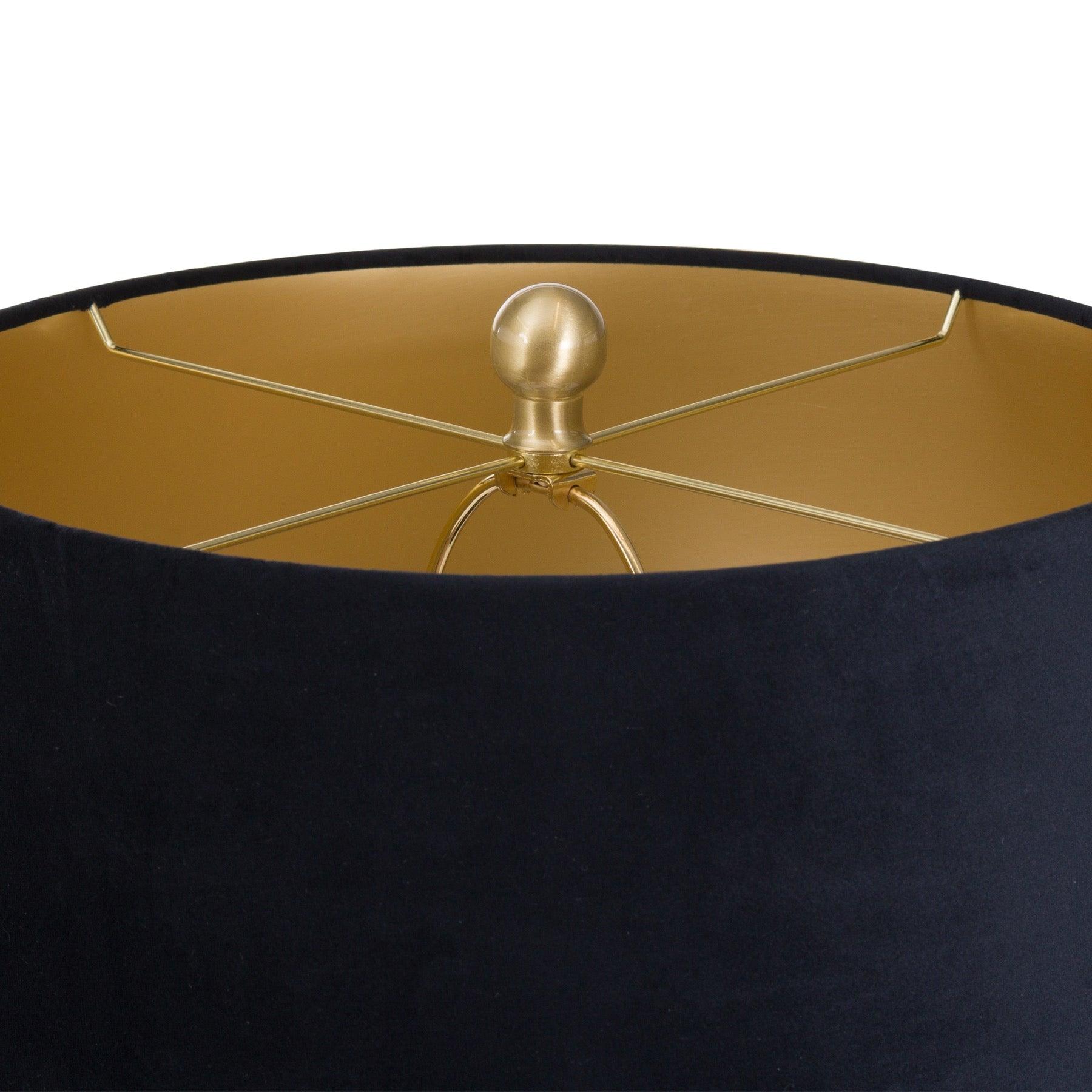 Barbro Table Lamp With Black Velvet Shade - Eudemonia Home Goods