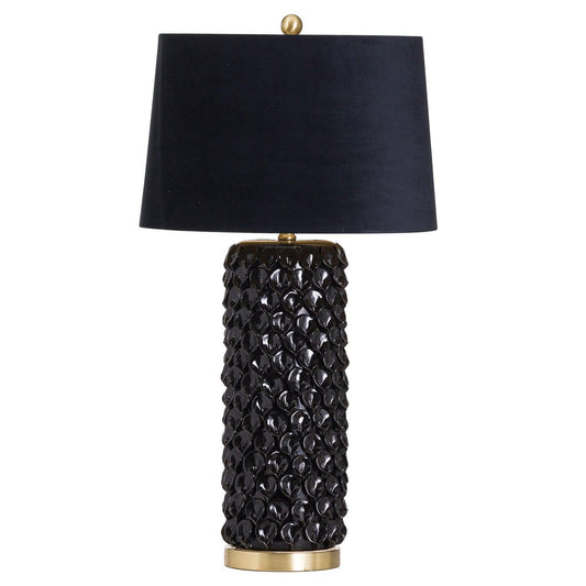 Barbro Table Lamp With Black Velvet Shade - Eudemonia Home Goods