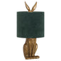 Antique Gold Hare Table Lamp With Green Velvet Shade - Eudemonia Home Goods