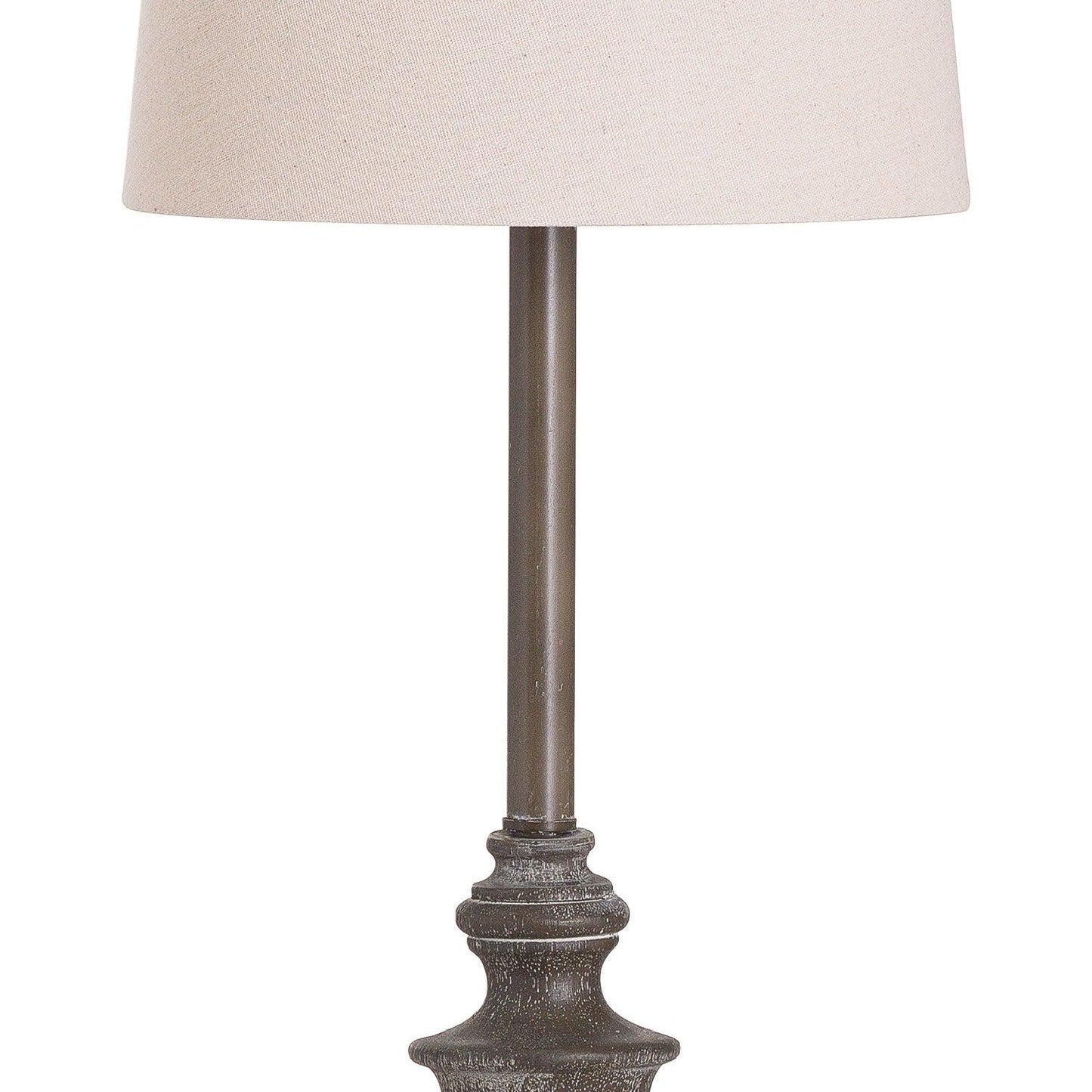 Calven Antiqued Table Lamp With Natural Shade - Eudemonia Home Goods