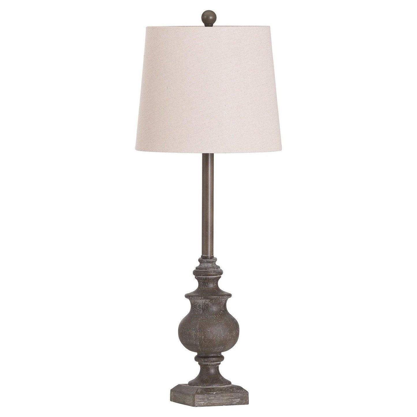 Calven Antiqued Table Lamp With Natural Shade - Eudemonia Home Goods