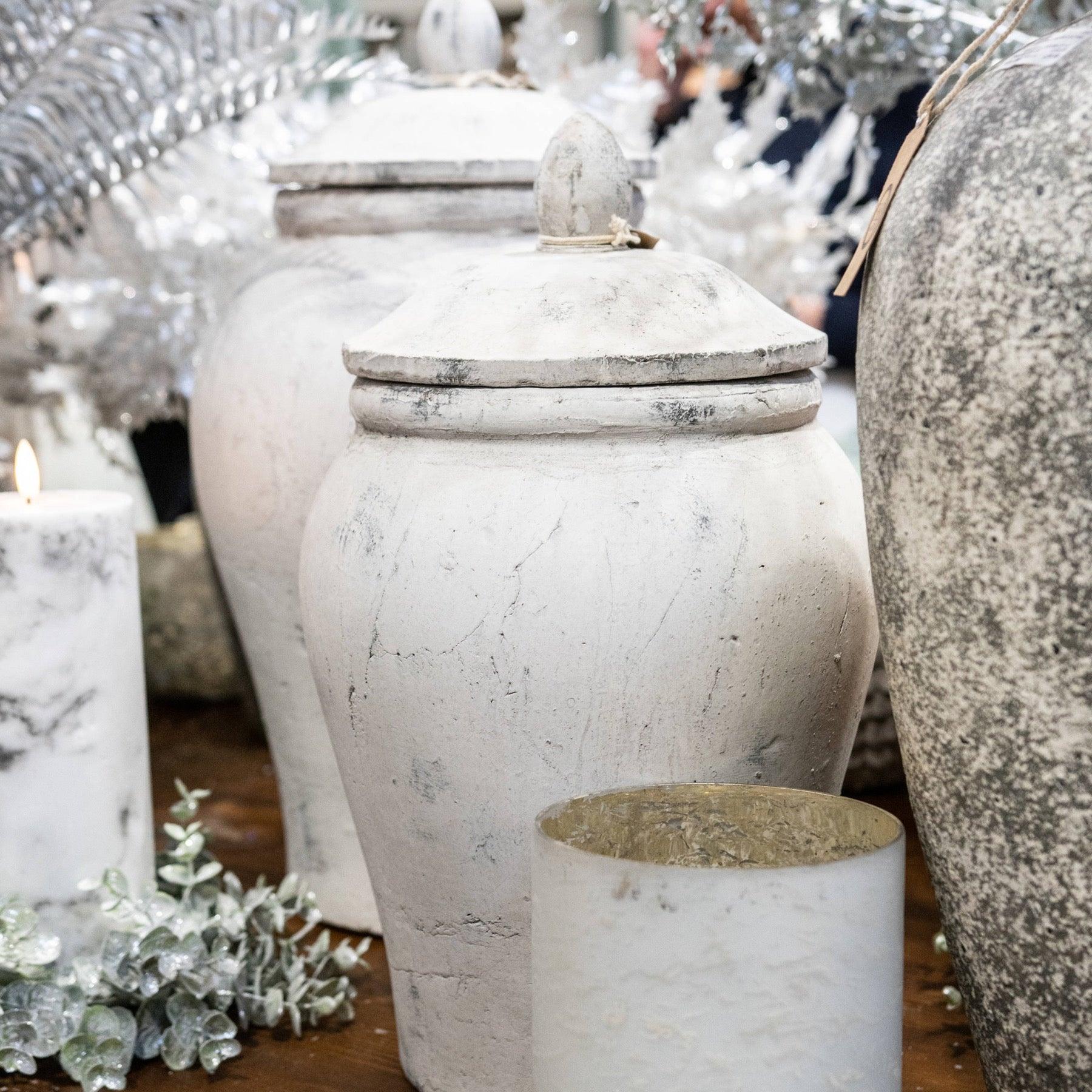 Bloomville Stone Ginger Jar - Eudemonia Home Goods