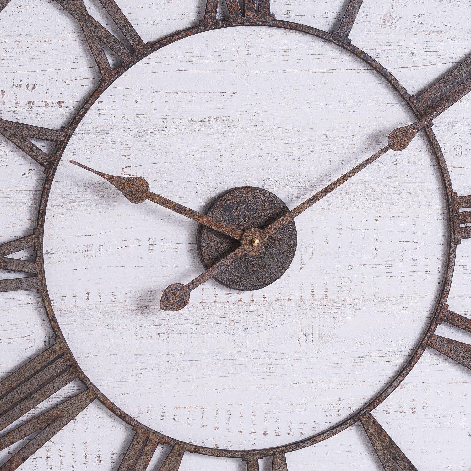 Rustic Wooden Clock With Aged Numerals And Hands - Eudemonia Home Goods