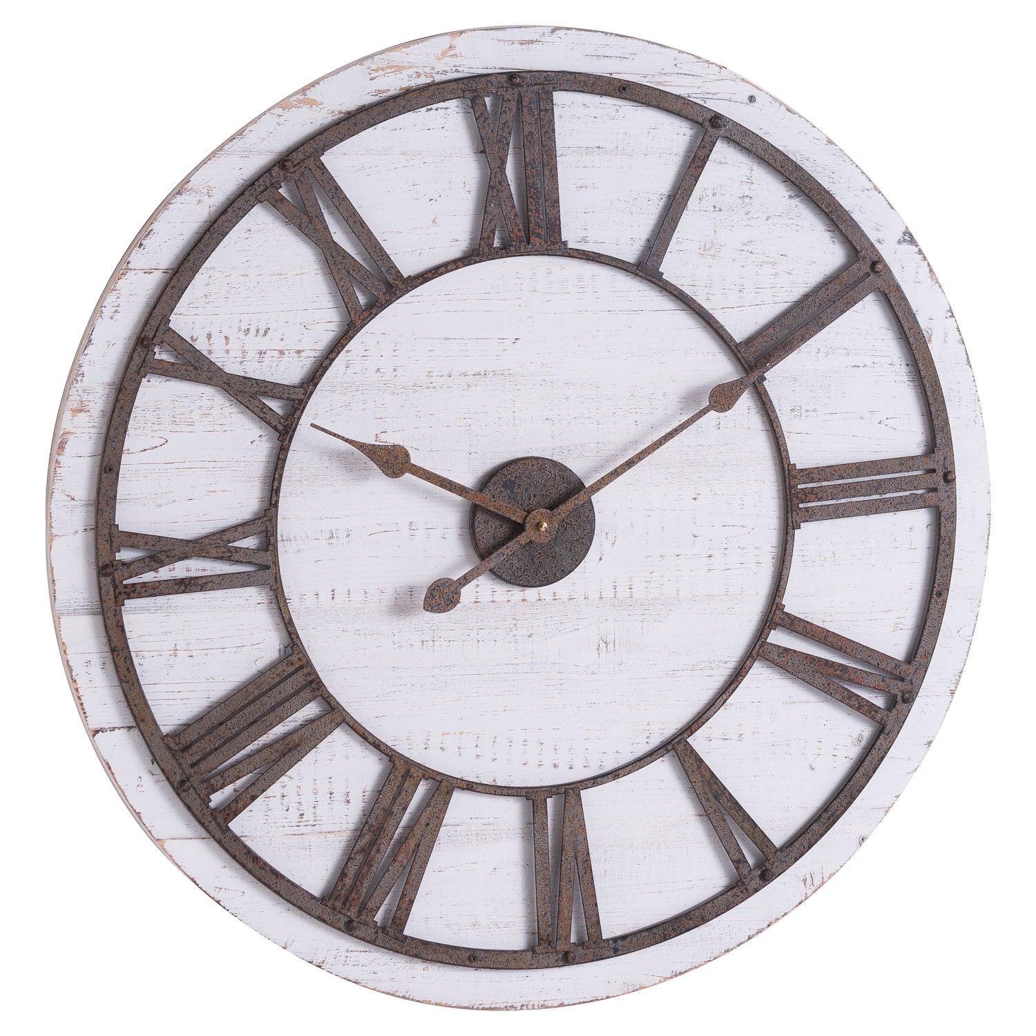 Rustic Wooden Clock With Aged Numerals And Hands - Eudemonia Home Goods
