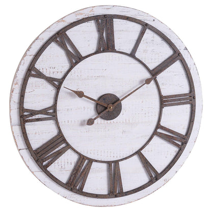 Rustic Wooden Clock With Aged Numerals And Hands - Eudemonia Home Goods