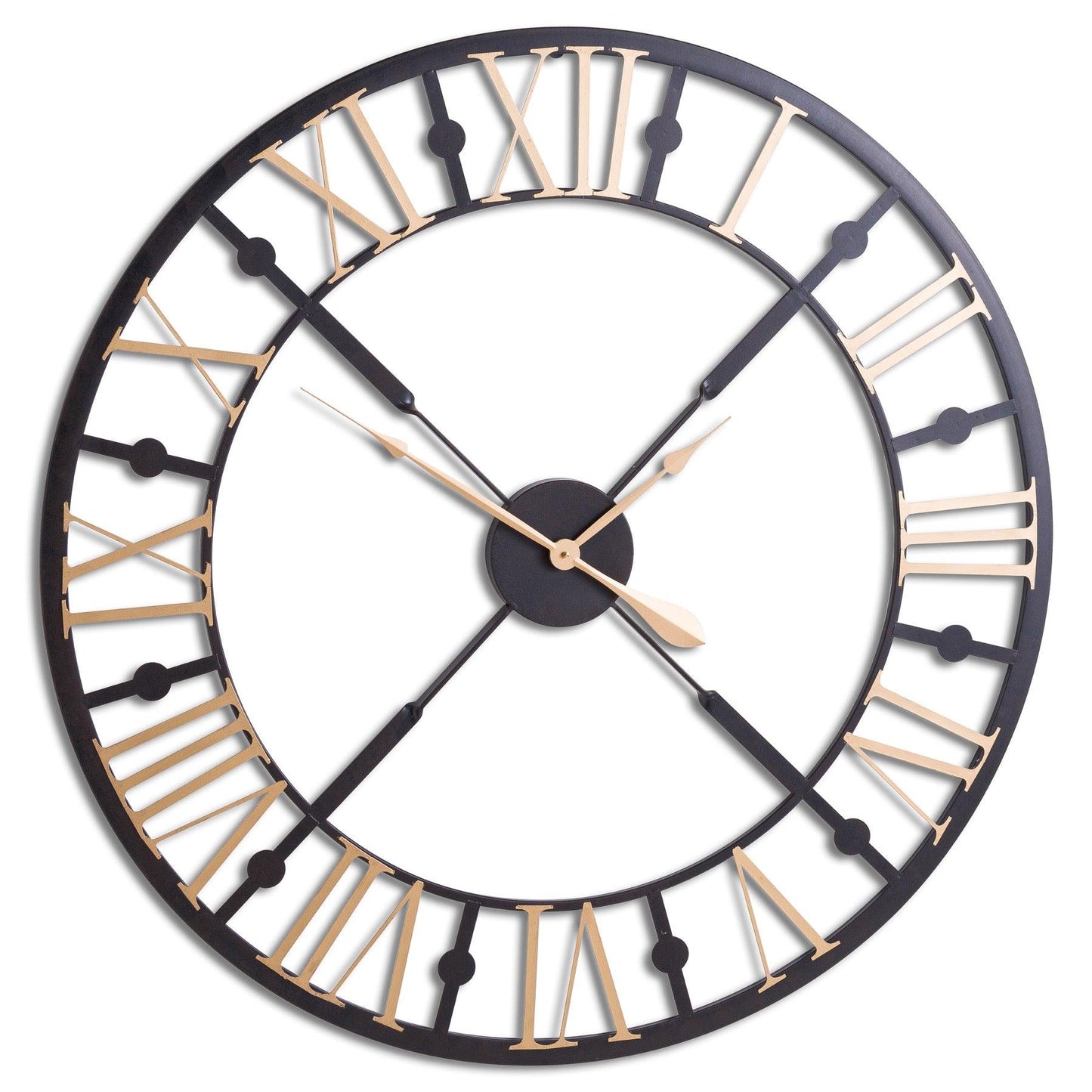 Black And Gold Skeleton Clock - Eudemonia Home Goods