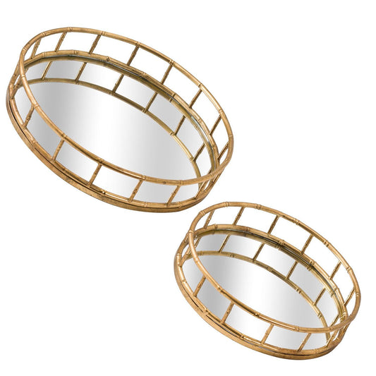 Set Of 2 Detailed Circular Trays - Eudemonia Home Goods