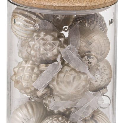 Set Of 12 Silver Hanging Decorations In Display Jar - Eudemonia Home Goods
