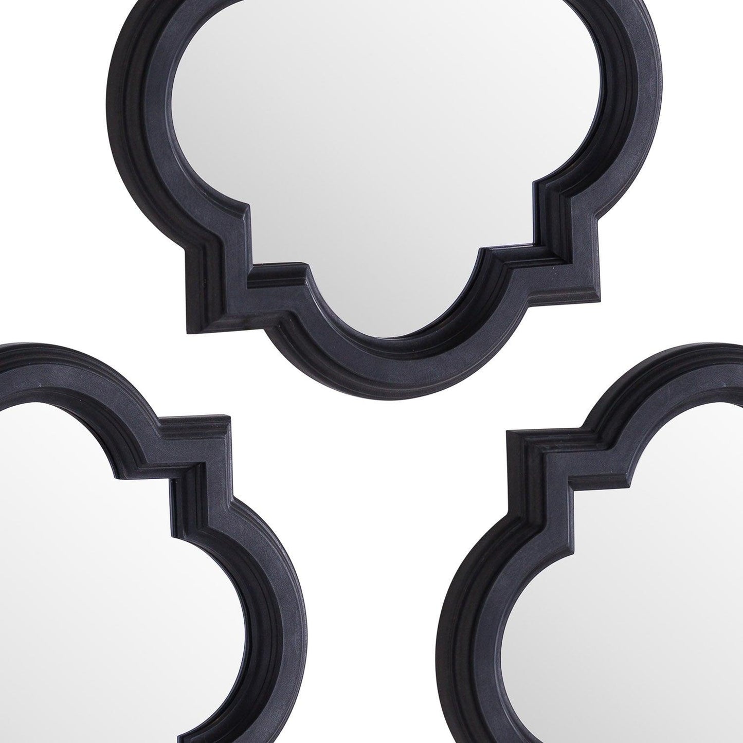 Set Of Three Dark Grey Quarterfoil Mirrors - Eudemonia Home Goods