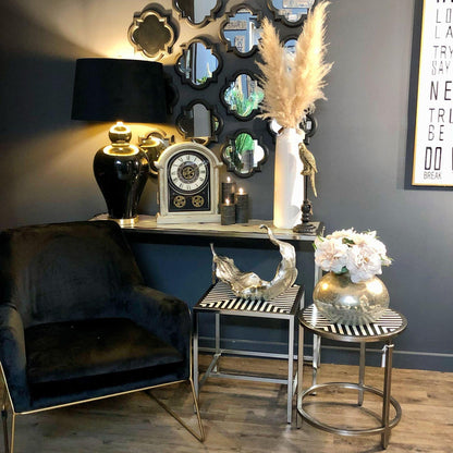 Set Of Three Dark Grey Quarterfoil Mirrors - Eudemonia Home Goods
