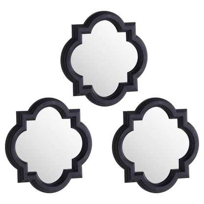 Set Of Three Dark Grey Quarterfoil Mirrors - Eudemonia Home Goods