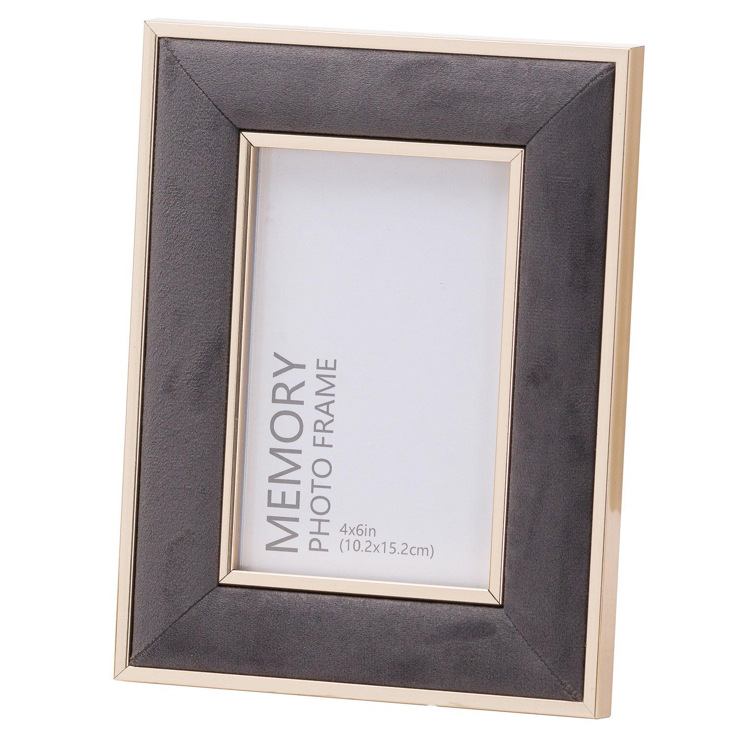 Grey Velvet With Gold 4X6 Frame - Eudemonia Home Goods