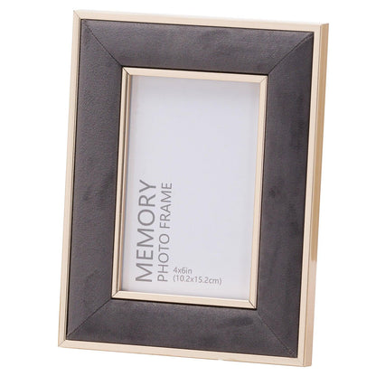 Grey Velvet With Gold 4X6 Frame - Eudemonia Home Goods
