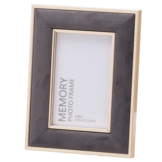 Grey Velvet With Gold 4X6 Frame - Eudemonia Home Goods