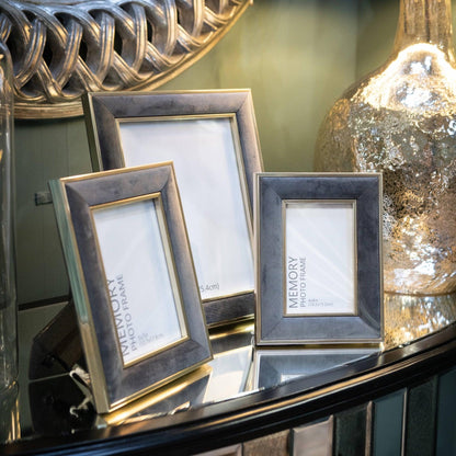 Grey Velvet With Gold 8X10 Frame - Eudemonia Home Goods