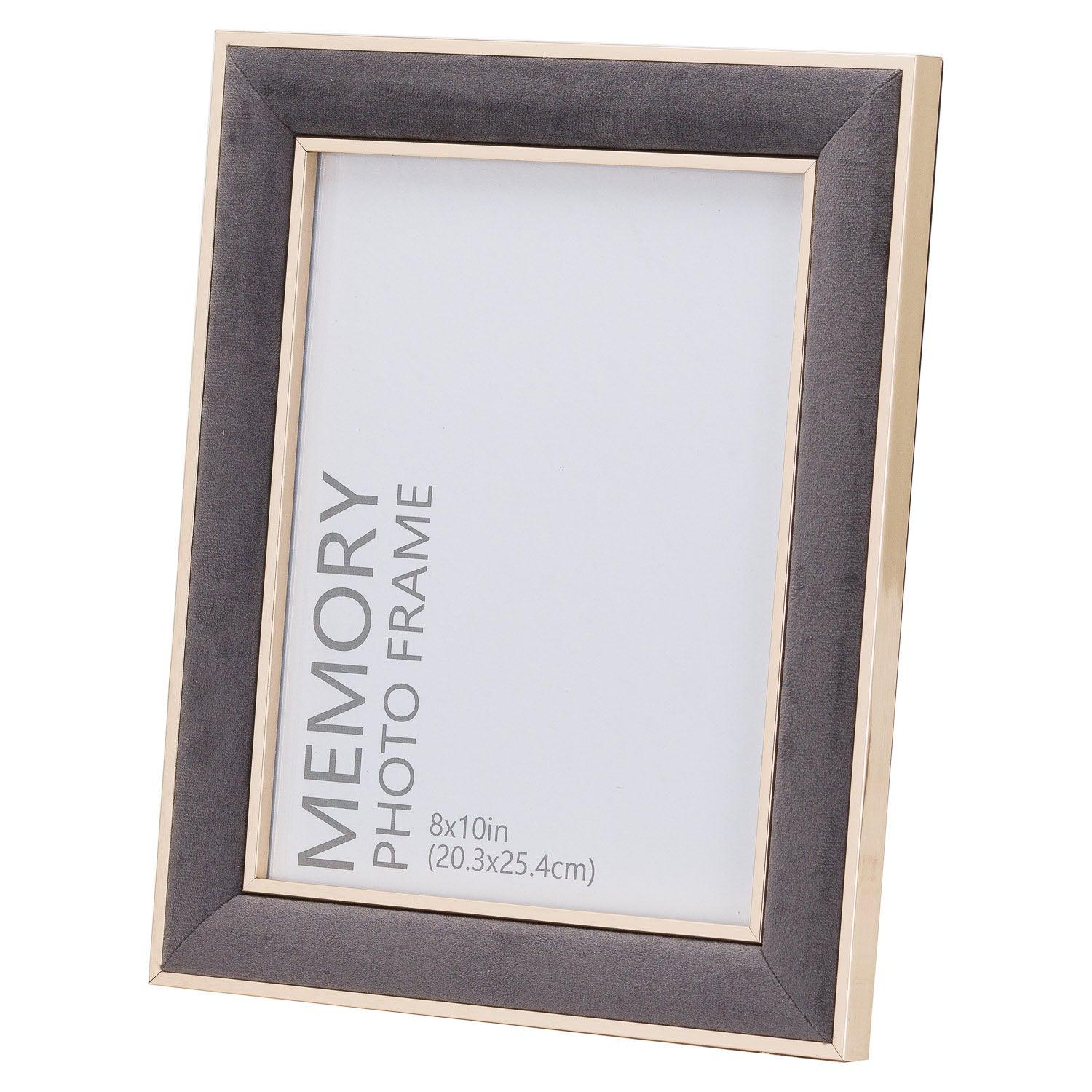 Grey Velvet With Gold 8X10 Frame - Eudemonia Home Goods