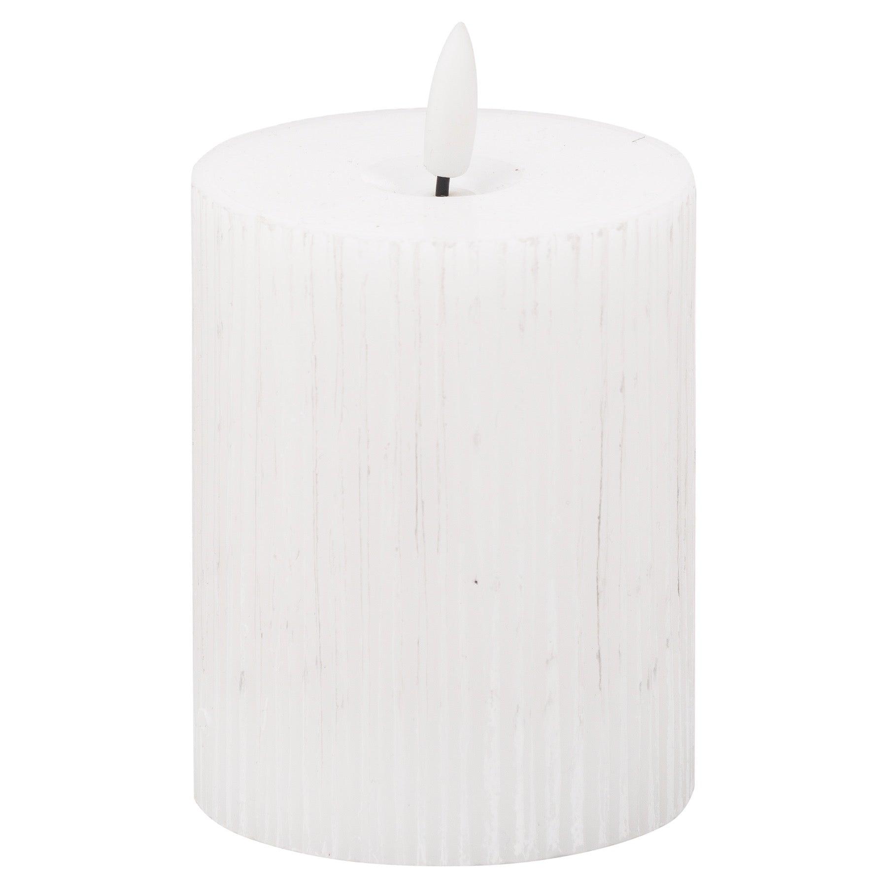 Luxe Collection Natural Glow 3x4 Textured Ribbed LED Candle - Eudemonia Home Goods