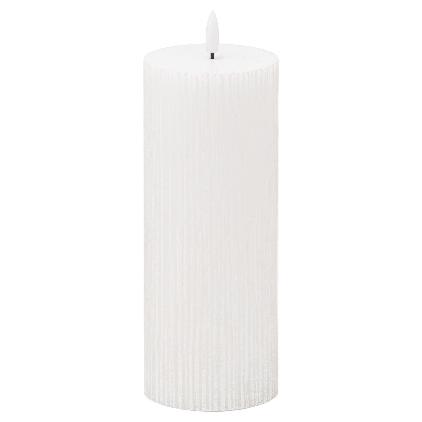 Luxe Collection Natural Glow 3x8 Textured Ribbed LED Candle - Eudemonia Home Goods