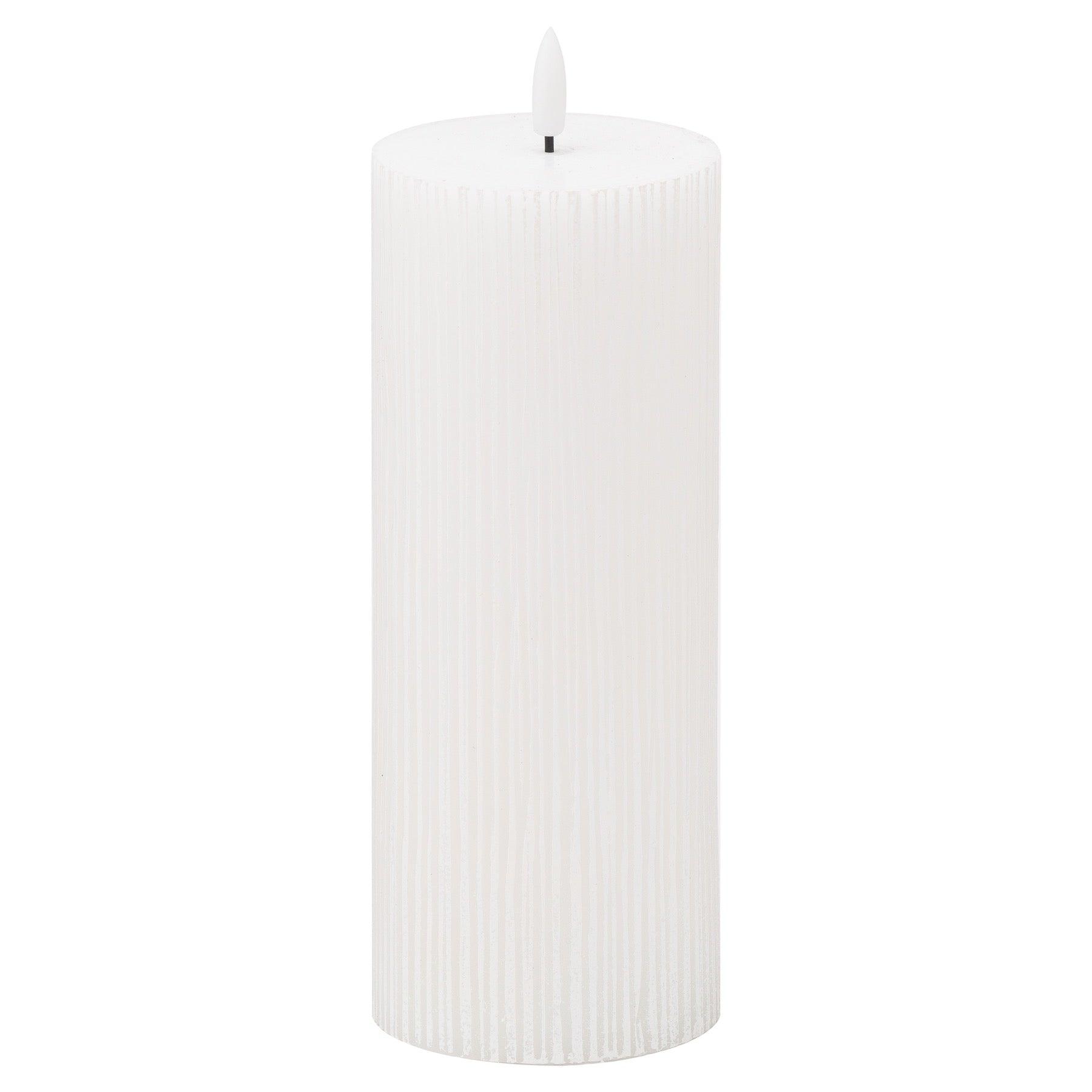 Luxe Collection Natural Glow 3x8 Textured Ribbed LED Candle - Eudemonia Home Goods
