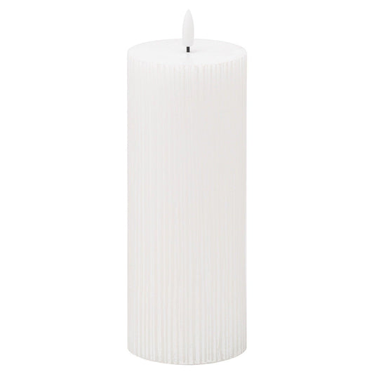 Luxe Collection Natural Glow 3x8 Textured Ribbed LED Candle - Eudemonia Home Goods
