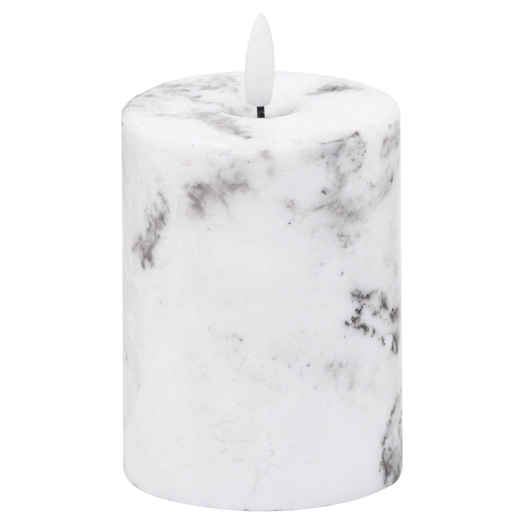 Luxe Collection Natural Glow 3x4 Marble Effect LED Candle - Eudemonia Home Goods