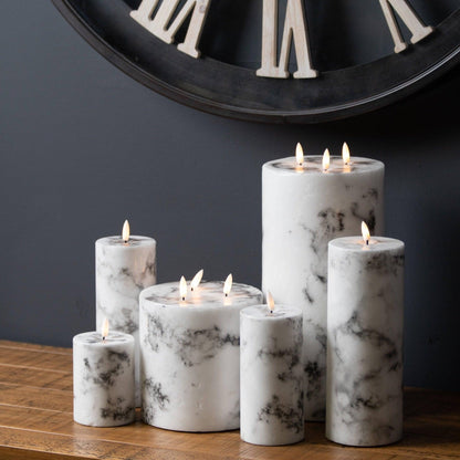 Luxe Collection Natural Glow 3x6 Marble Effect LED Candle - Eudemonia Home Goods