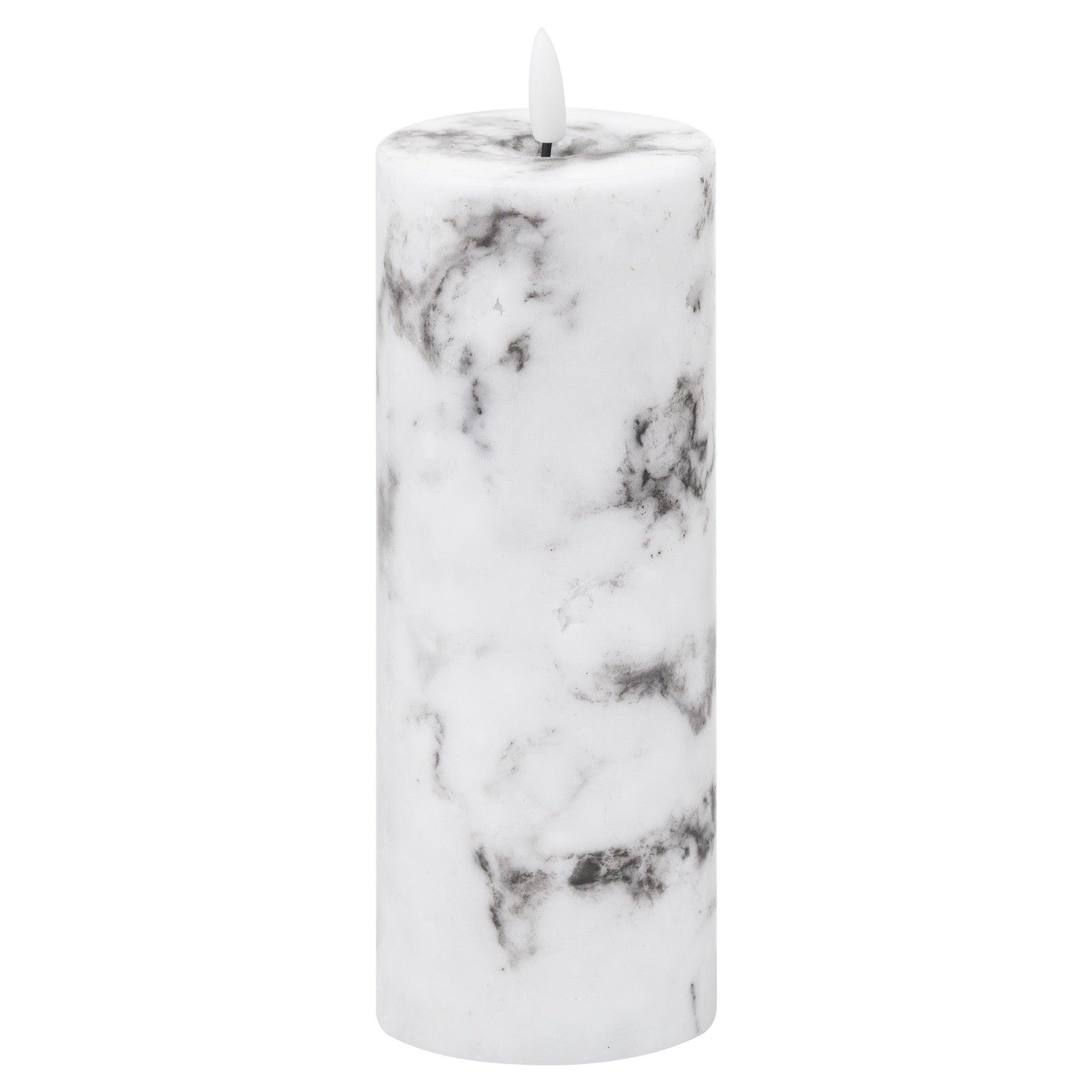 Luxe Collection Natural Glow 3x8 Marble Effect LED Candle - Eudemonia Home Goods