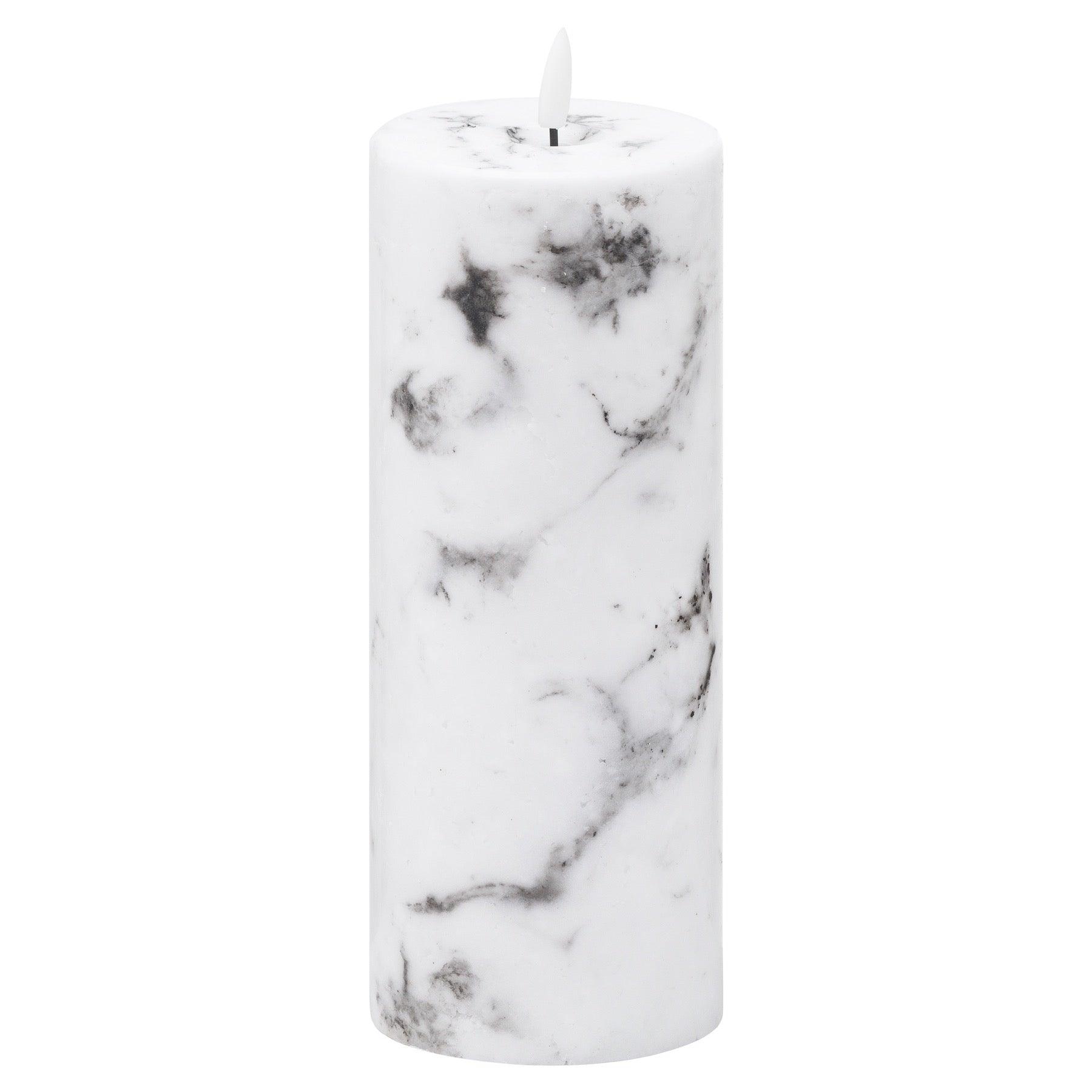 Luxe Collection Natural Glow 3.5x9 Marble Effect LED Candle - Eudemonia Home Goods