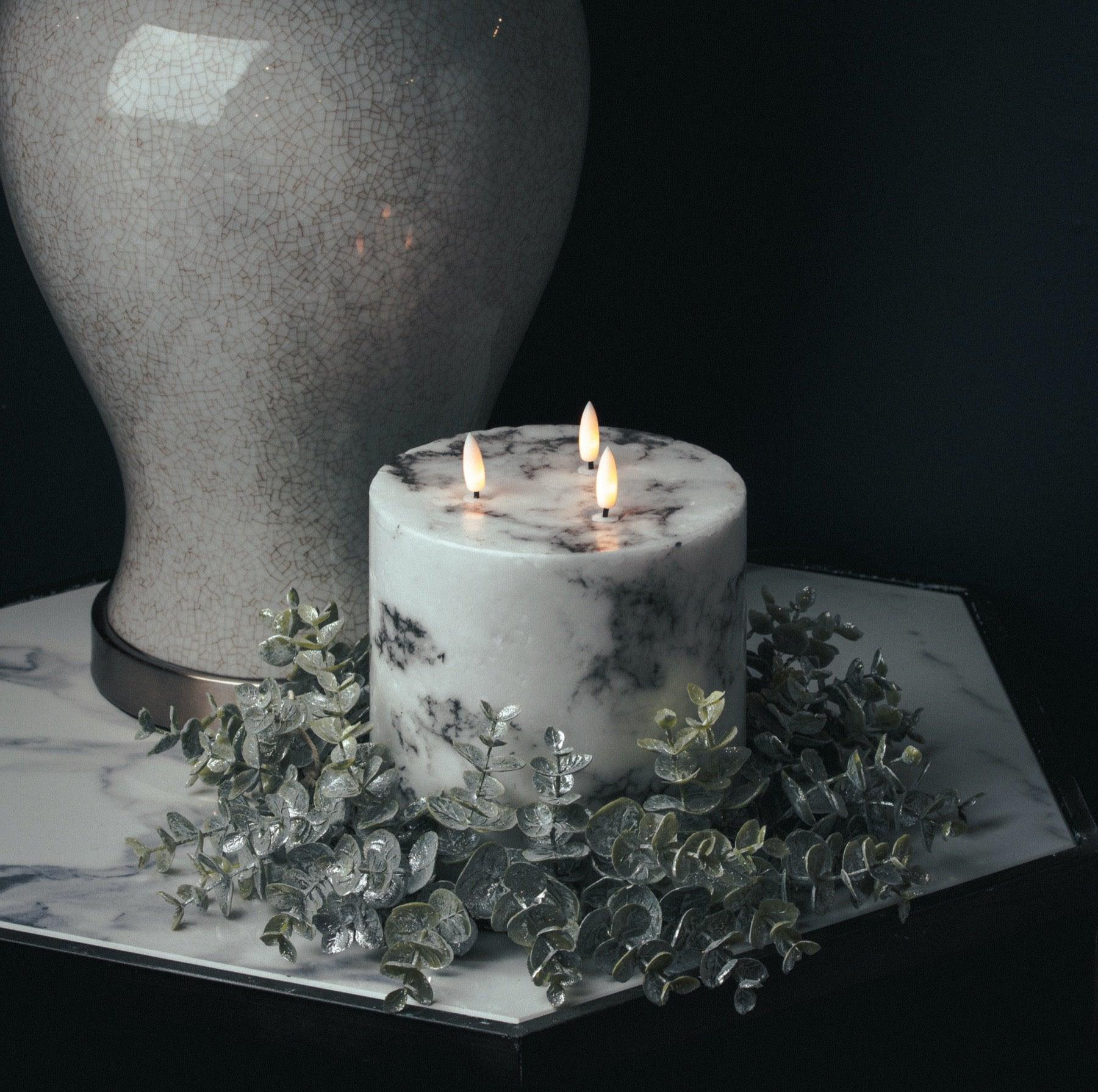 Luxe Collection Natural Glow 6x6 Marble Effect LED Candle - Eudemonia Home Goods