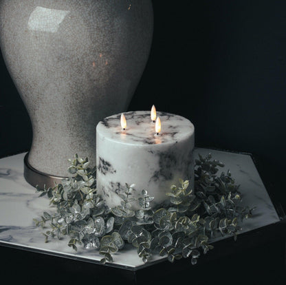 Luxe Collection Natural Glow 6x6 Marble Effect LED Candle - Eudemonia Home Goods