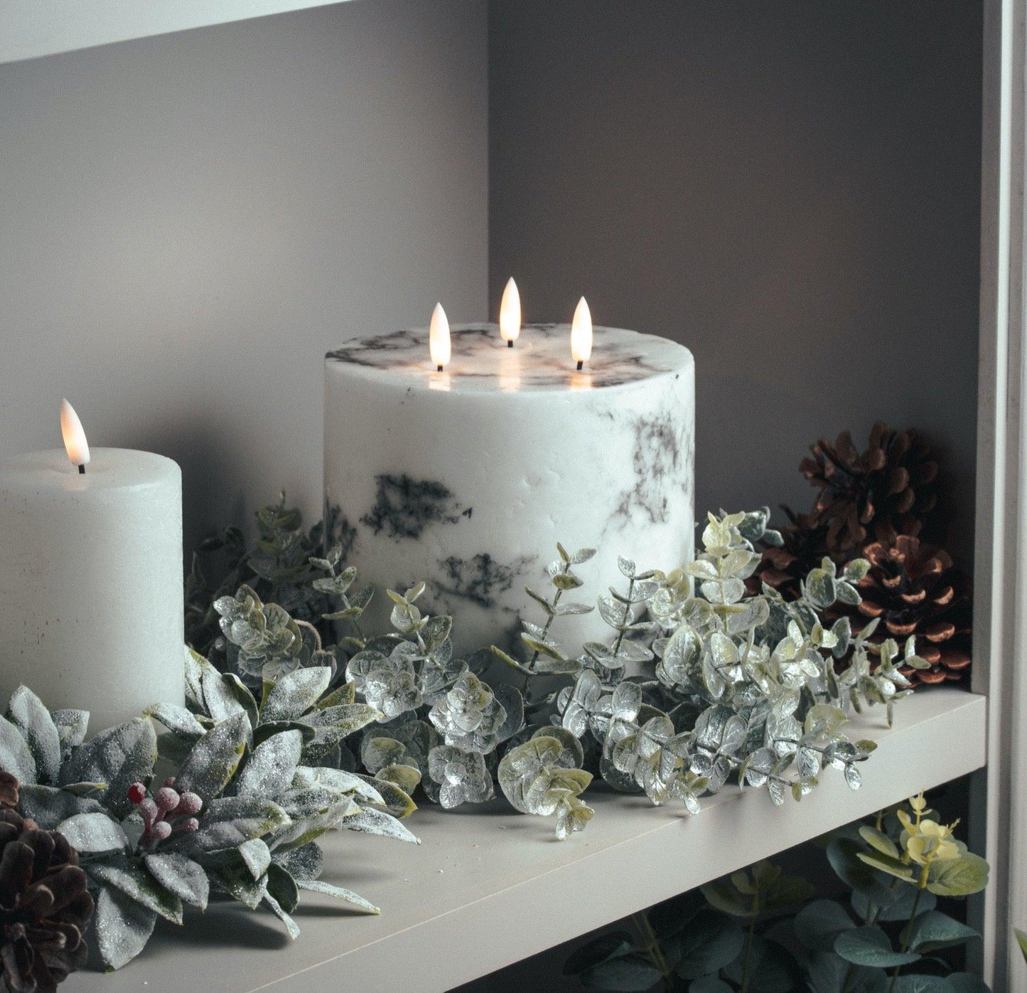 Luxe Collection Natural Glow 6x6 Marble Effect LED Candle - Eudemonia Home Goods