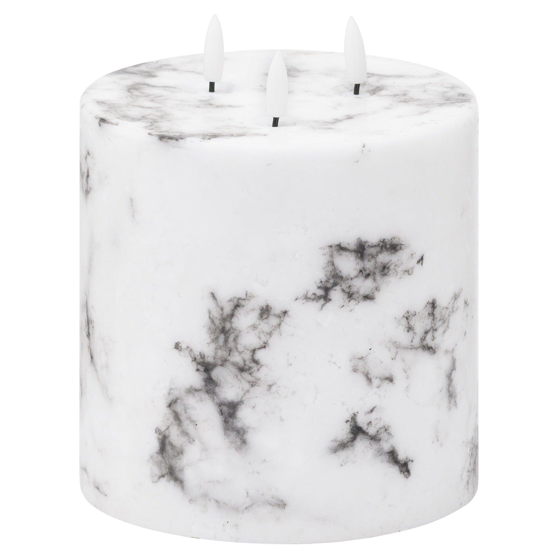 Luxe Collection Natural Glow 6x6 Marble Effect LED Candle - Eudemonia Home Goods