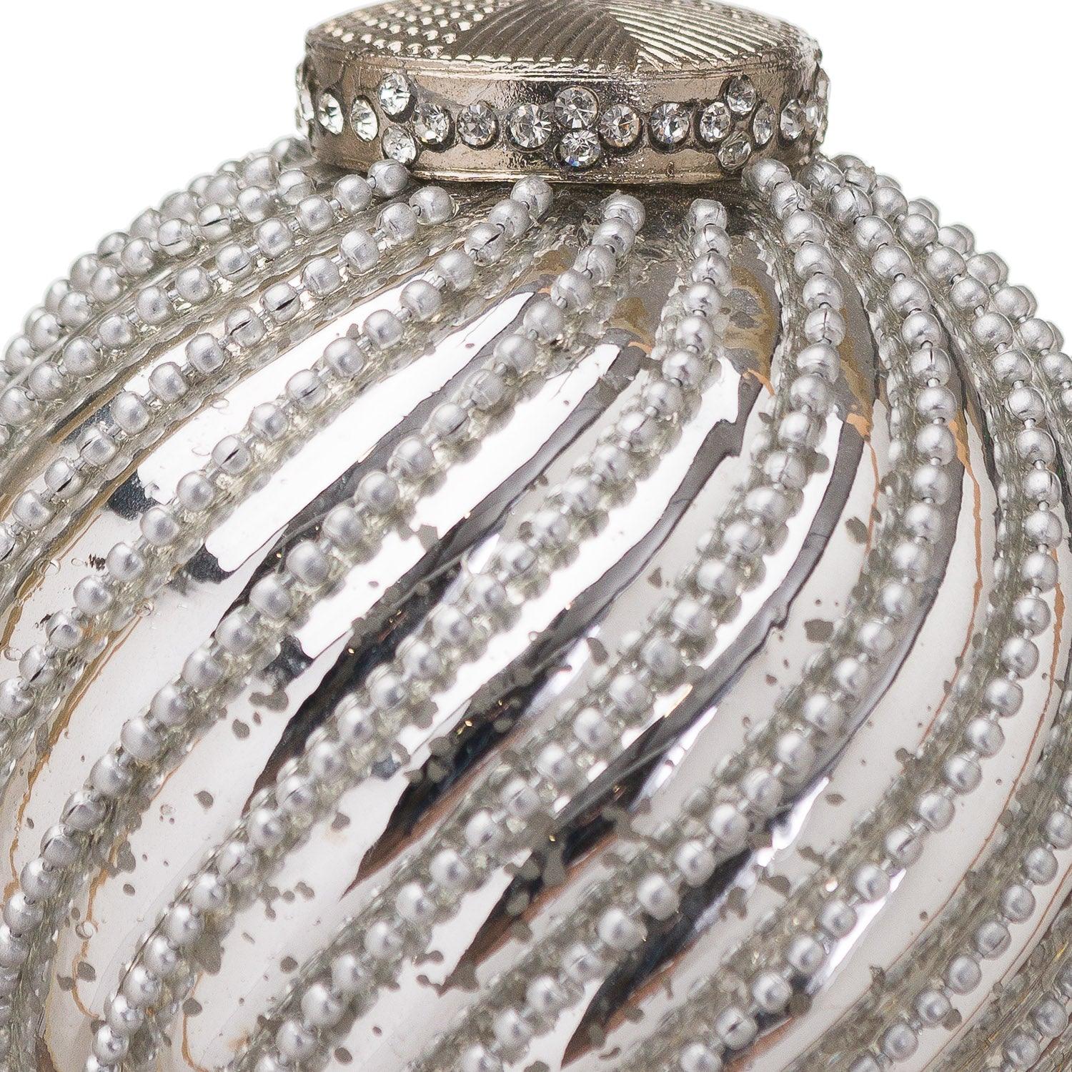 The Noel Collection Silver Jewel Swirl Large Bauble - Eudemonia Home Goods