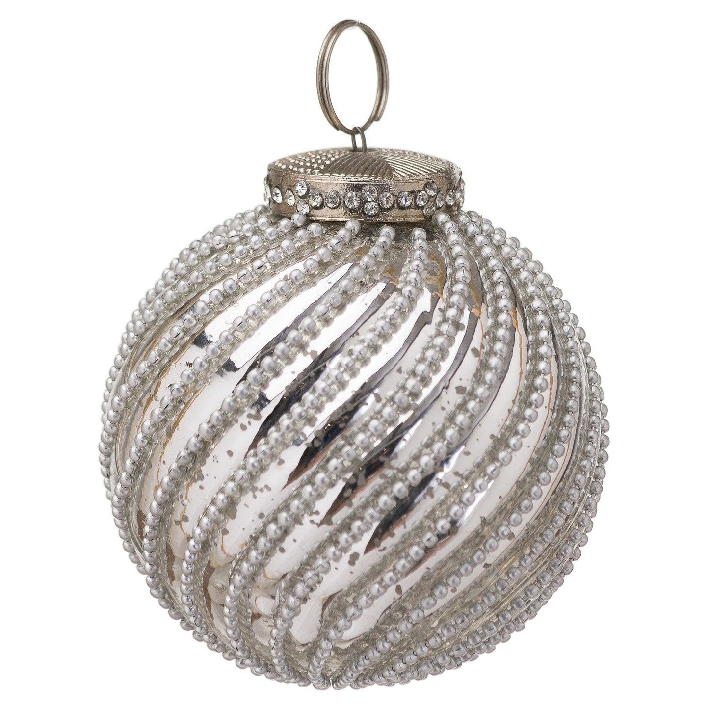 The Noel Collection Silver Jewel Swirl Large Bauble - Eudemonia Home Goods