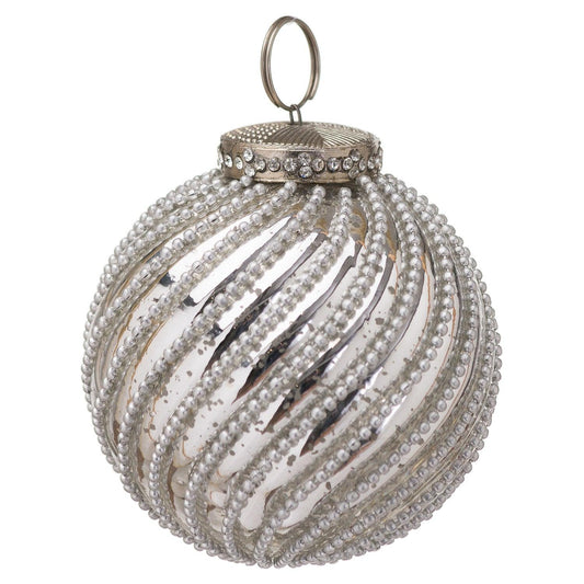 The Noel Collection Silver Jewel Swirl Large Bauble - Eudemonia Home Goods