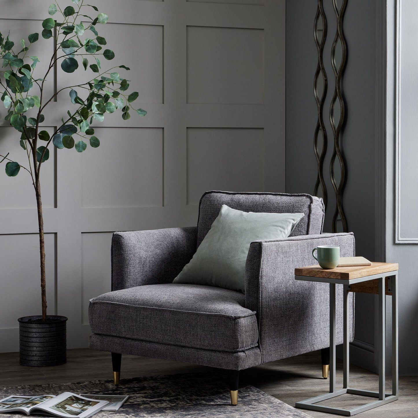Large Eucalyptus Tree In Metallic Pot - Eudemonia Home Goods