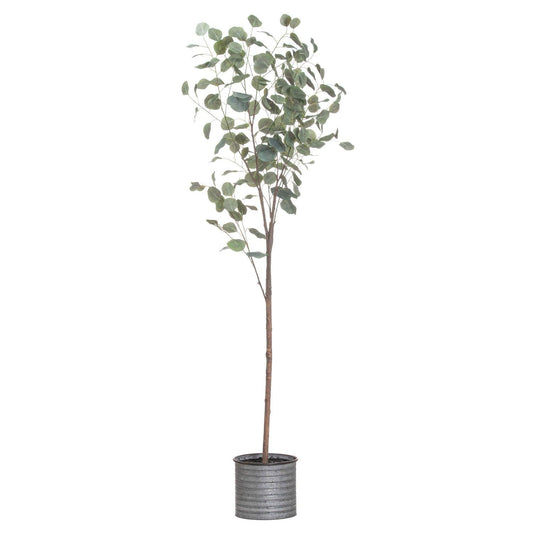 Large Eucalyptus Tree In Metallic Pot - Eudemonia Home Goods