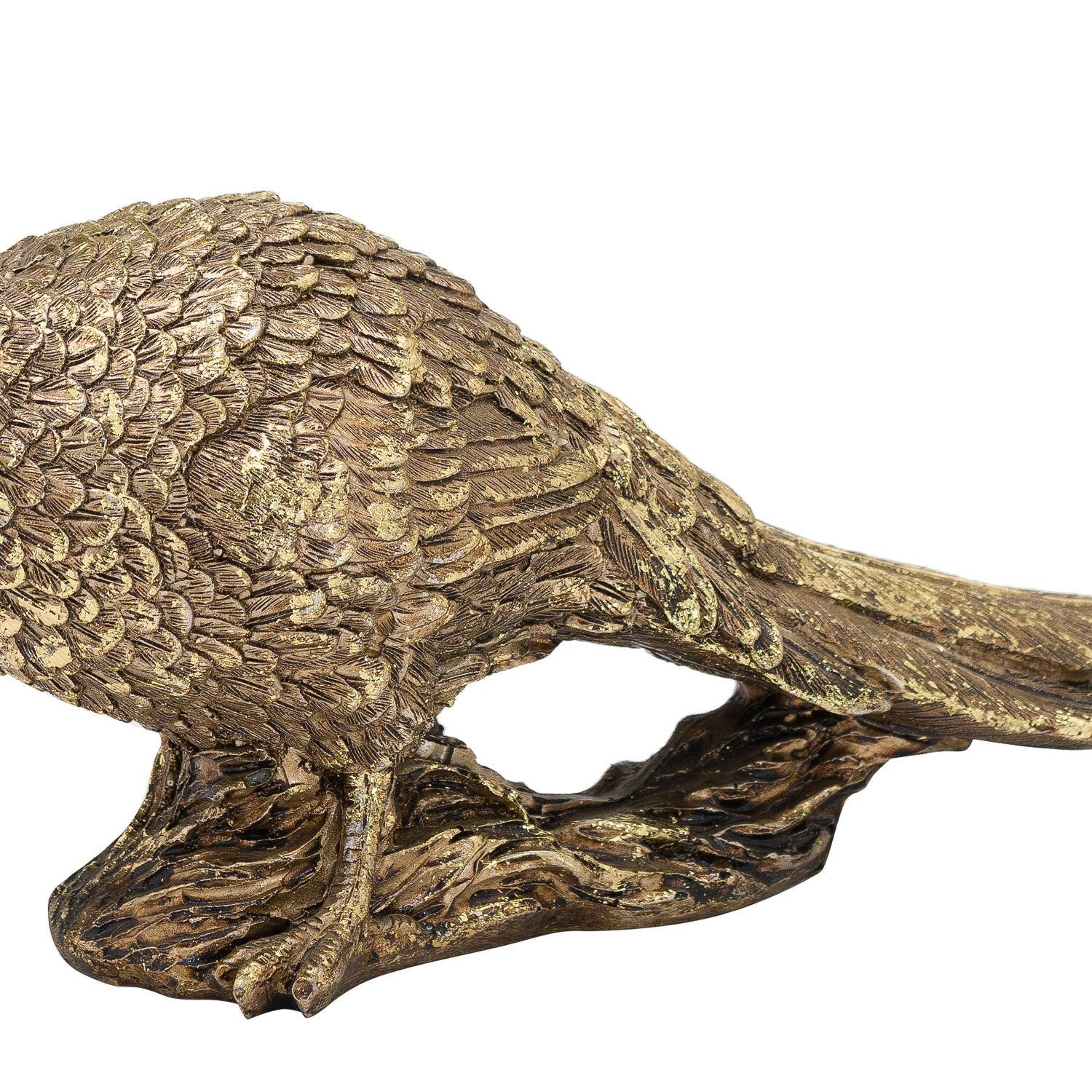 Antique Gold Pheasant Ornament - Eudemonia Home Goods