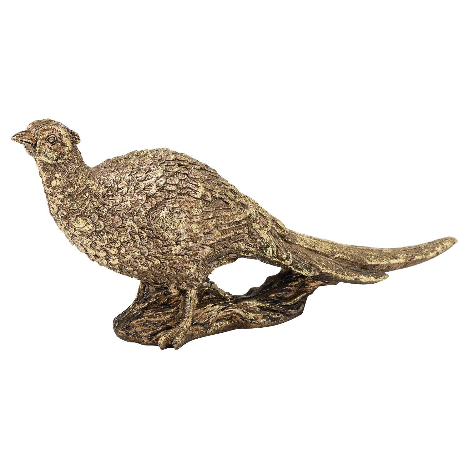 Antique Gold Pheasant Ornament - Eudemonia Home Goods