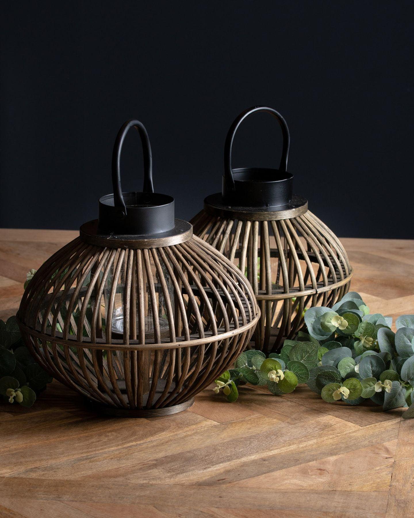 Brown Bamboo Style Lantern - Eudemonia Home Goods