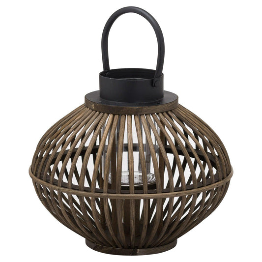 Brown Bamboo Style Lantern - Eudemonia Home Goods