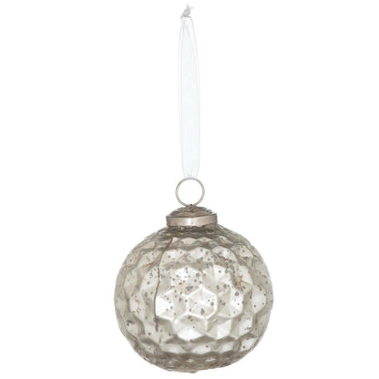Metallic Silver Acantho Set Of 4 Large Baubles - Eudemonia Home Goods