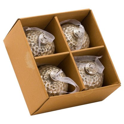 Metallic Silver Acantho Set Of 4 Large Baubles - Eudemonia Home Goods