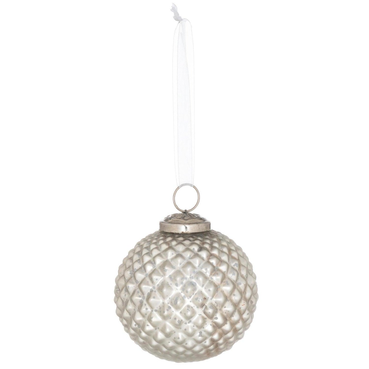 Metallic Silver Honey Comb Set Of 4 Large Baubles - Eudemonia Home Goods